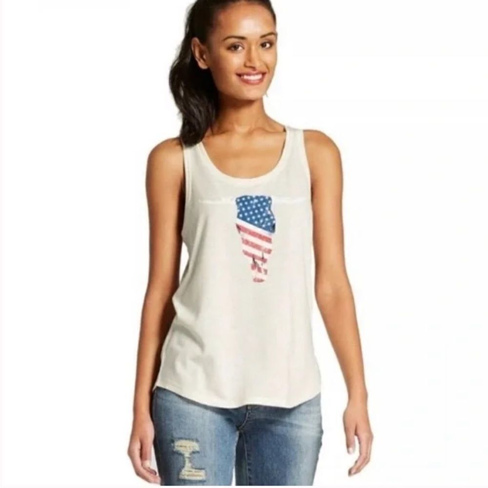 American flag bullhead longhorn cow skull tank